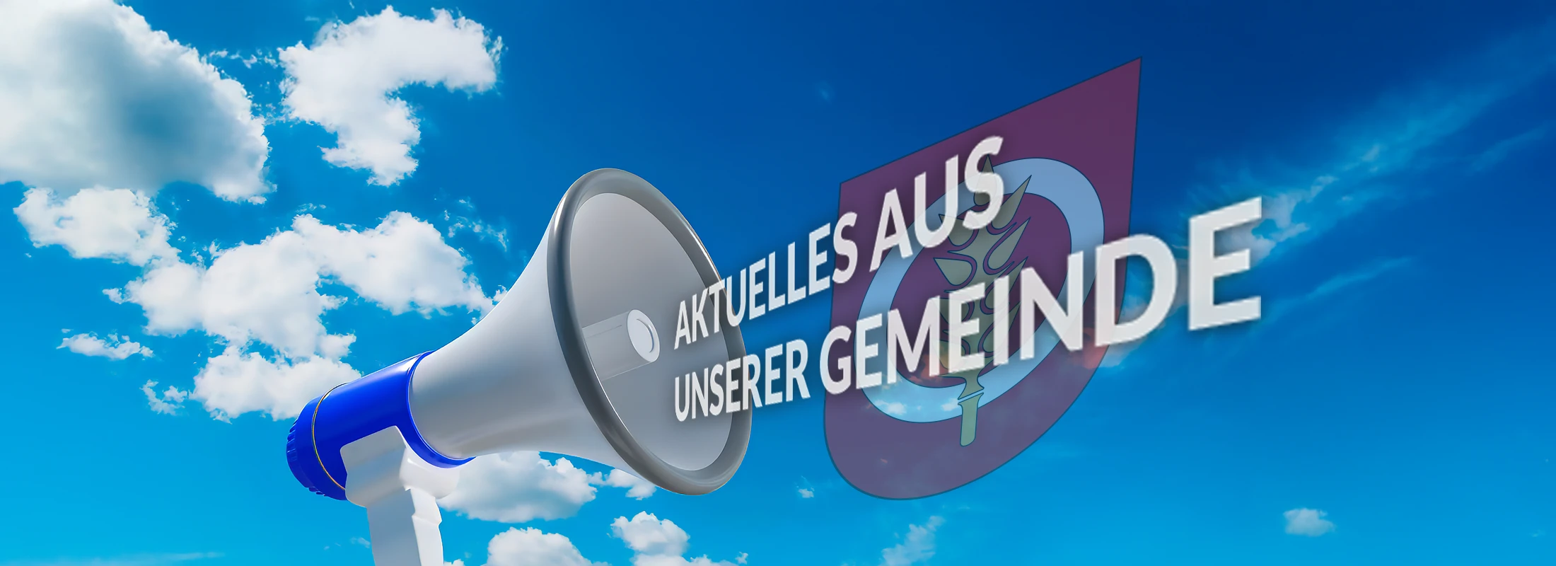 Auf dem Bild ist ein Megafon mit dem Satz Aktuelles aus der Gemeinde Harsum zu sehen