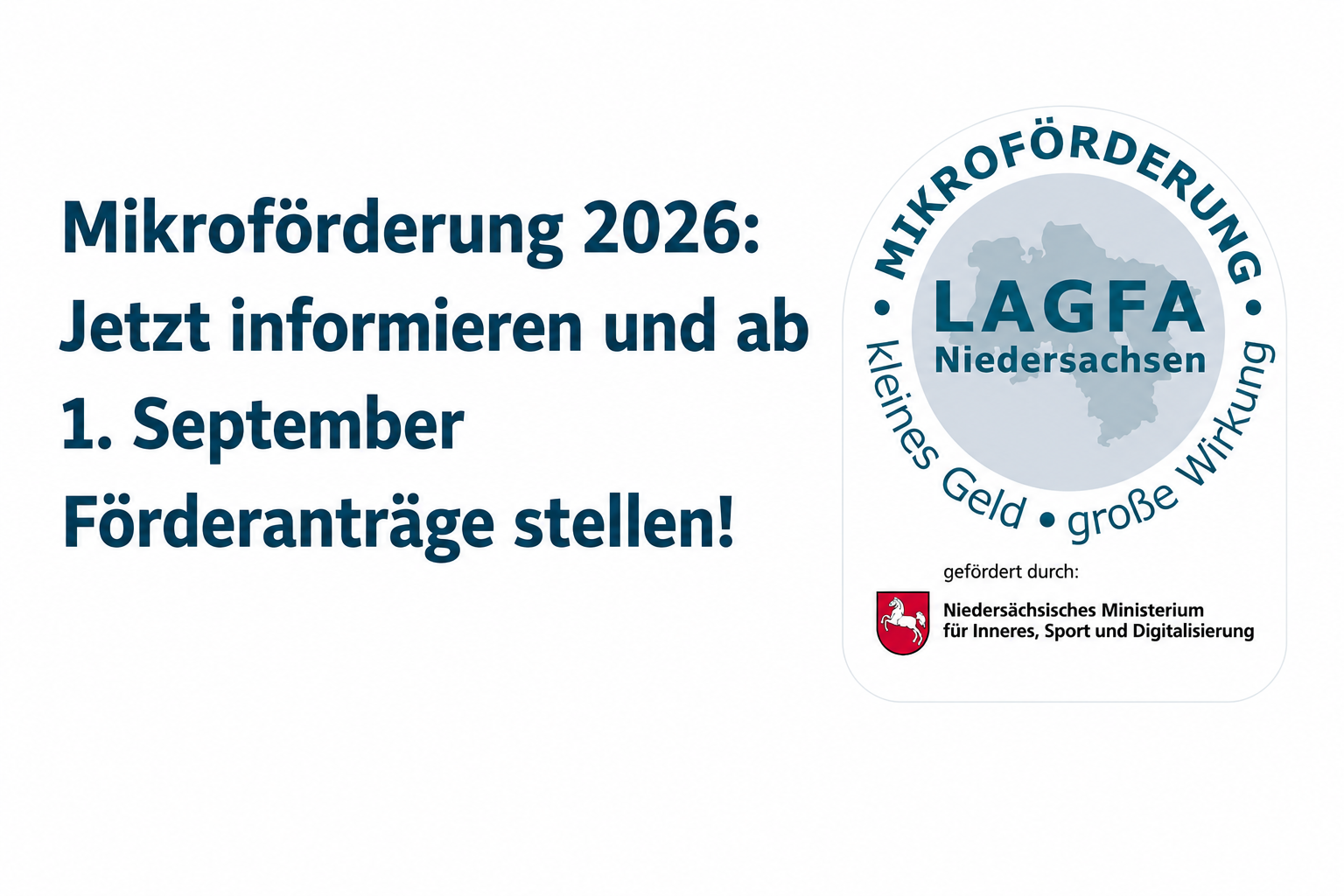 Auf dem Bild ist das Logo der LAGFA Mikroförderung kleines Geld große Wirkung